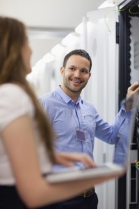 Tech working on server
